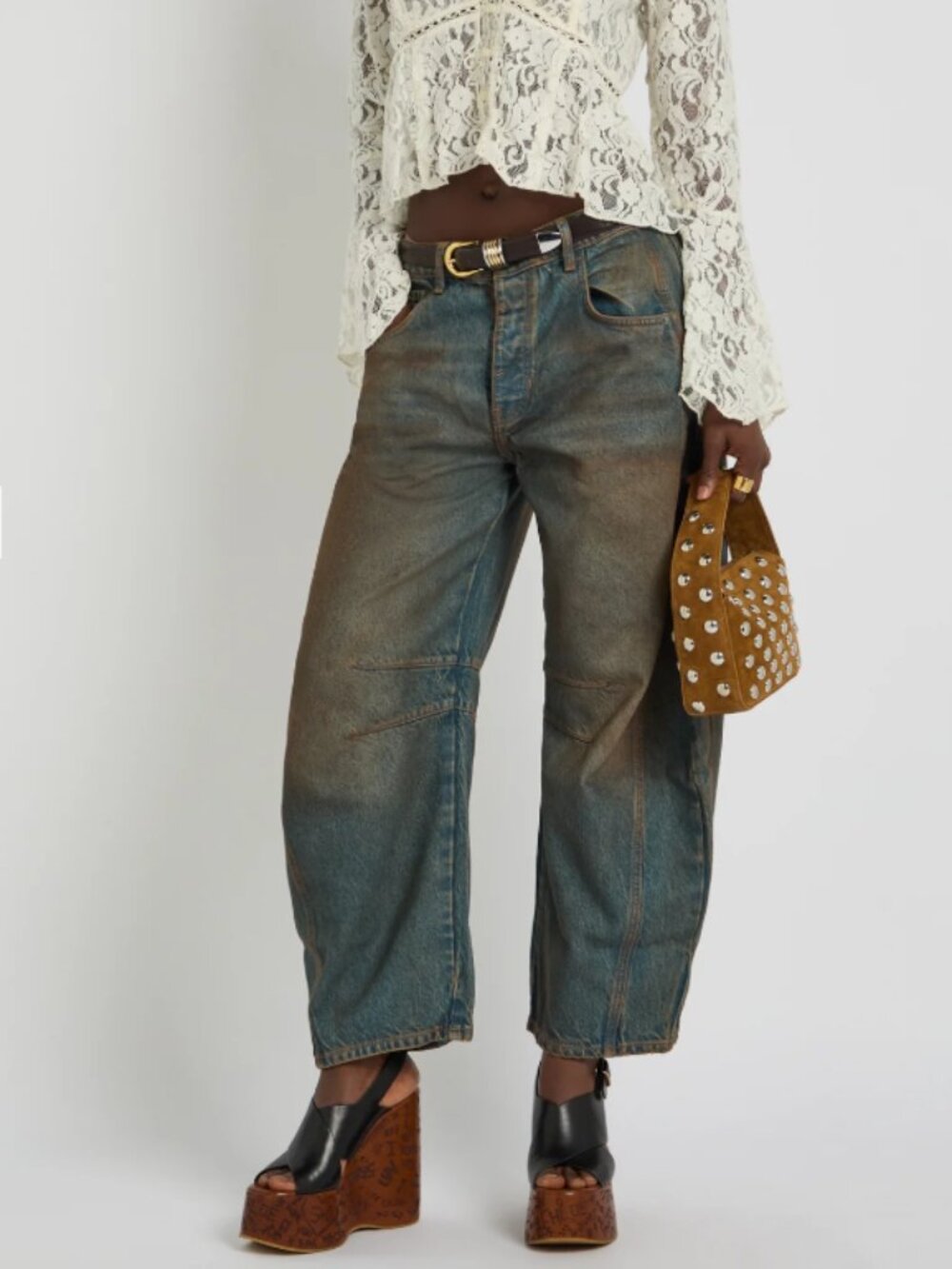 🤎NWT Free People Good Luck Mid-Rise Barrel Jeans - Picture 10 of 15